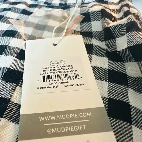 Mud Pie Black and White Gingham Mini Dress - Image 3