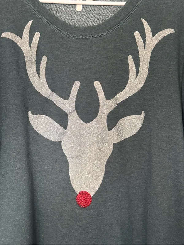 Cato‎ Plus 18/20W Glitter Reindeer Rhinestone Christmas Sweatshirt - Image 3