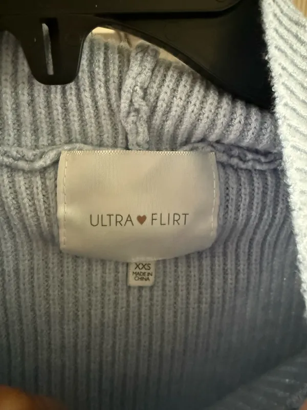 Ultra Flirt Light Blue Knit PullOver Hoodie - Image 3