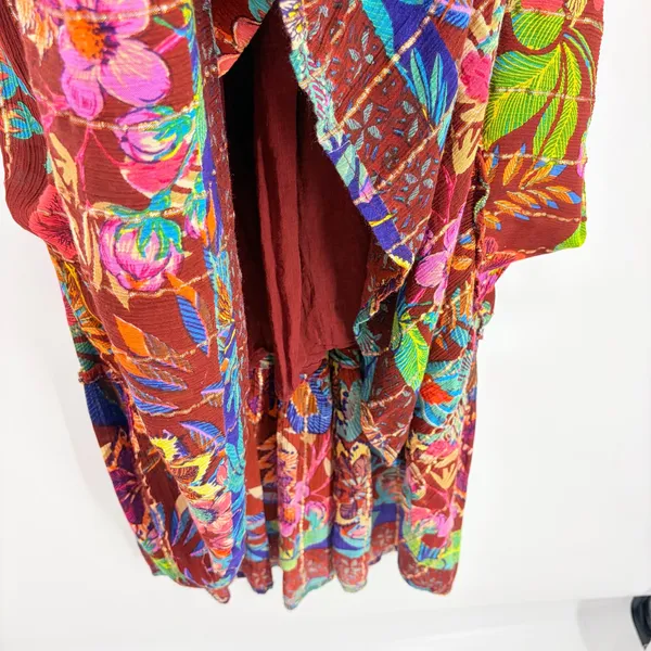 Me 2 Magic Floral Maxi Dress Sz M Metallic Boho Bell Sleeve Festival Euro Anthro - Image 6