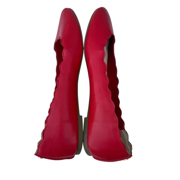 Sam & Libby Womens Scalloped Ballet Flats Red Round Toe Slip On Shoes Size 9.5 - Image 7