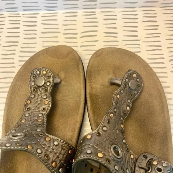 Taos Siren Womens Pewter Metallic Leather Studded Comfort Arch Support Sandals 7 - Image 8