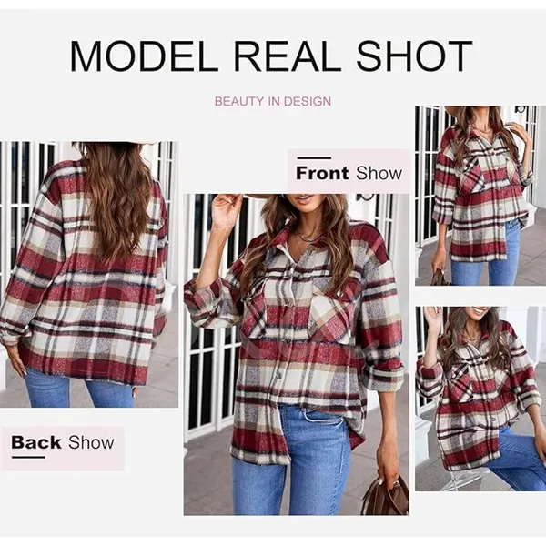 Dokotoo Button Down Shacket Boyfriend Long Sleeve Oversized Plaid Size M - Image 9