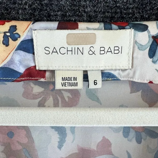 Sachin & Babi Floral Midi Dress Size 6 V-Neck Batwing Sleeve Boho Resale - Image 3