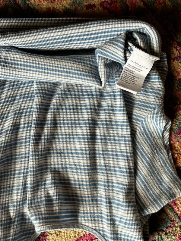 Blue Striped American Eagle Baby Tee - Image 5