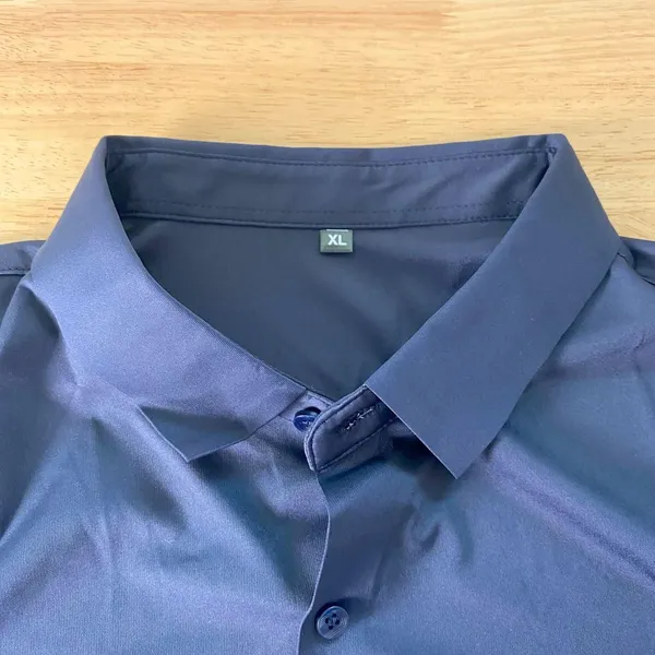 Source Unknown NWOT Navy Blue Satin Button Up Blouse Size XL - Image 4