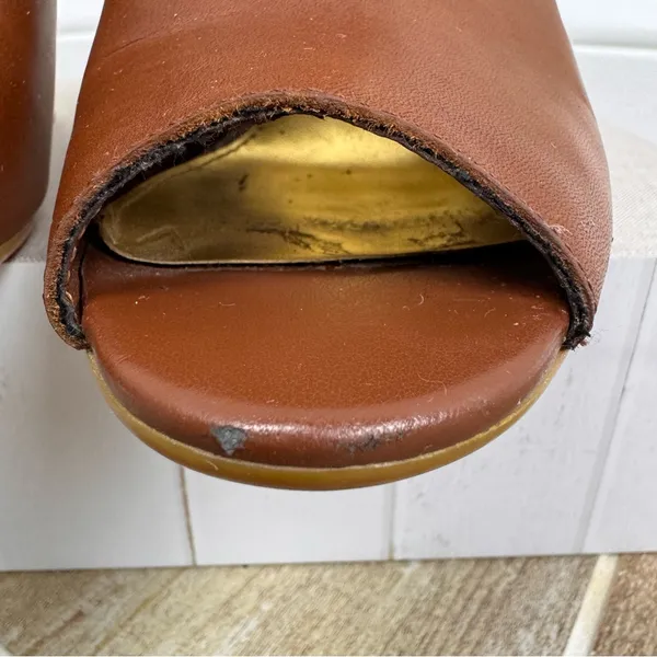 Ralph Lauren Hannie Brown‎ T Strap Peep Toe Wedge Sandals Leather Sz 8.5 - Image 12