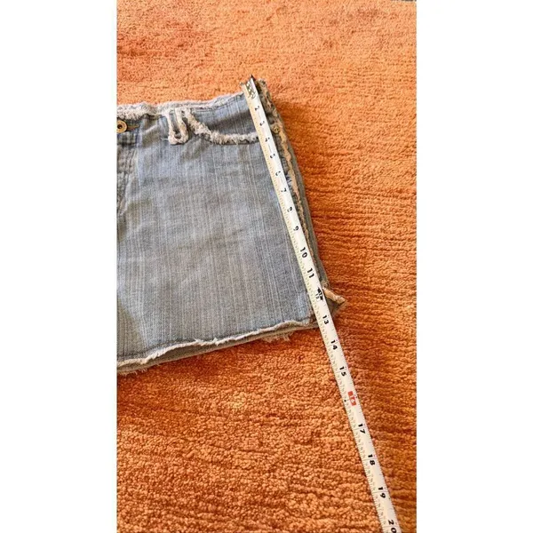 L.A. Blues Denim Shorts Size 10 Light Wash Frayed Trim Raw Hem Vintage - Image 6