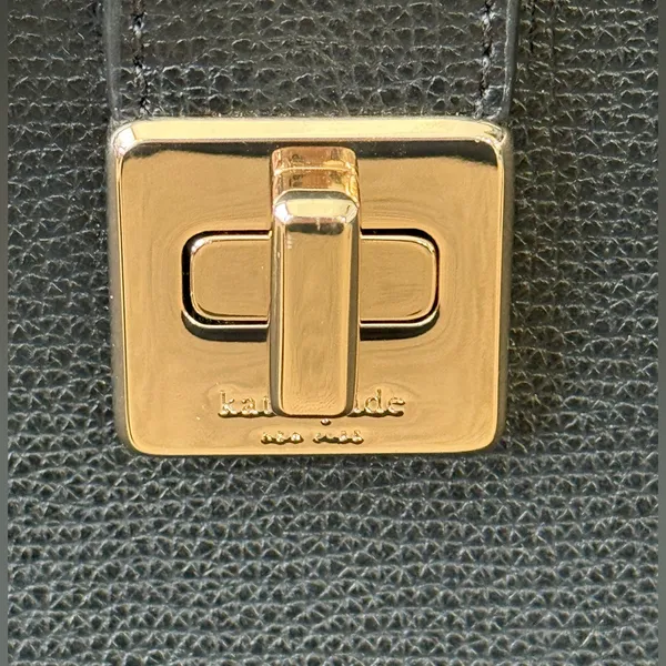 Kate Spade NY Phoebe Black Grained Leather Satchel with Gold Accents - Image 8