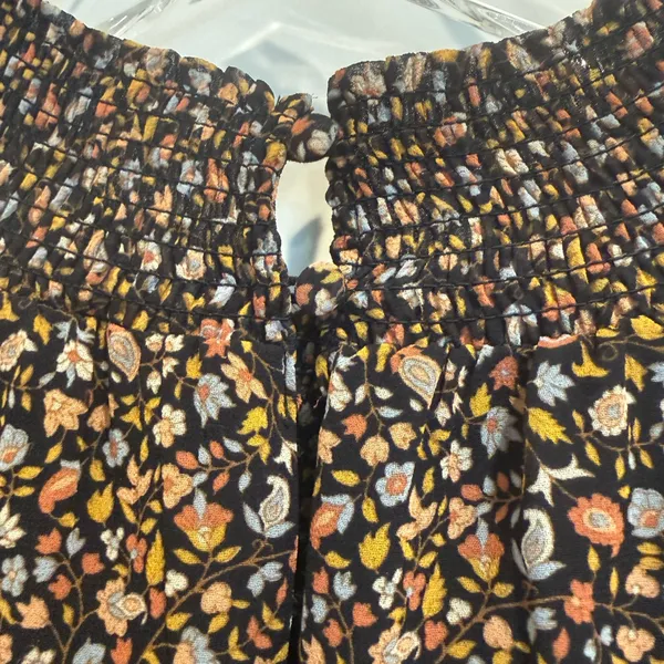 MADEWELL (Re)sourced Georgette Smocked-Neck Midi Dress‎ Folktale Paisley Black M - Image 8
