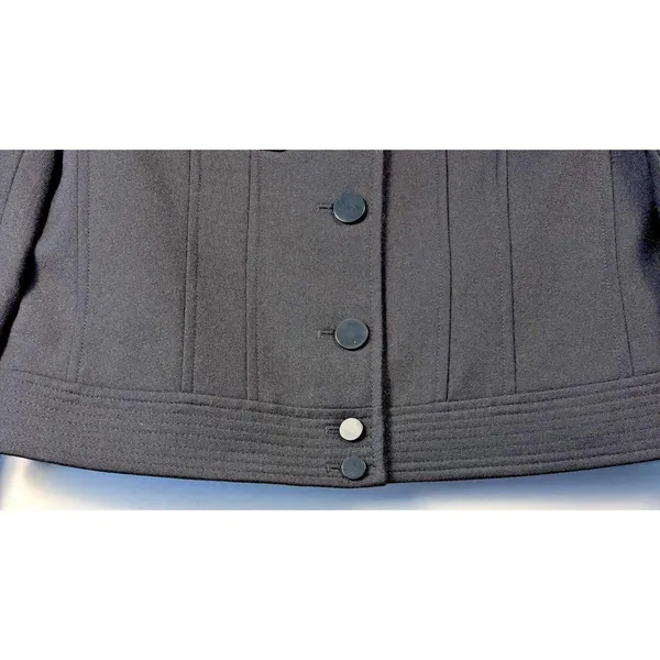Talbots Womens Black Military Style Blazer Stand Collar Button‎ Front Jacket 6 - Image 6