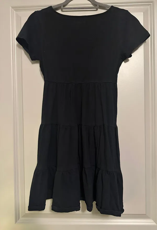 Black V Neck Fit And Flare Dress - Image 3