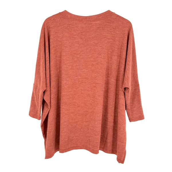 Yelete‎ Womens Medium Rust Burnt Orange Dolman Sleeve Knit Top Oversized Boho - Image 6