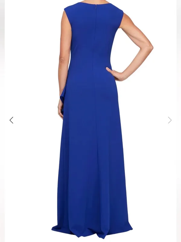 NWT Alex Evenings Cascading Ruffle Maxi Dress Royal Blue Size 14 Retail $209.00 - Image 2