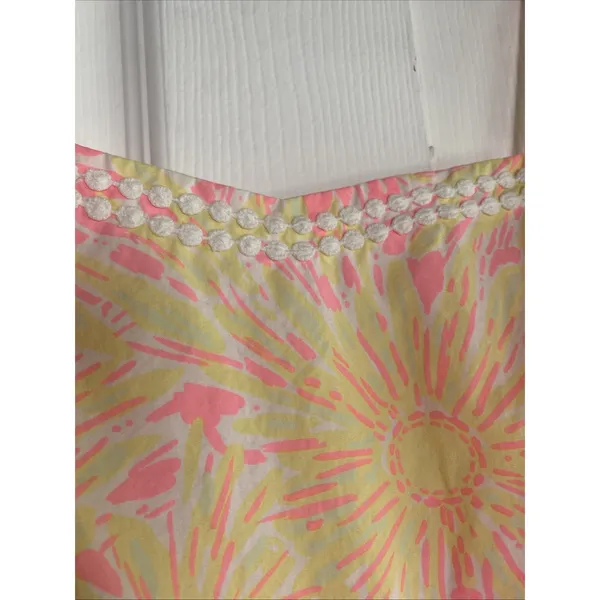 Lilly Pulitzer Fit Flare Dress Womens Size 2 Pink‎ Yellow Floral Sunburst Cotton - Image 4