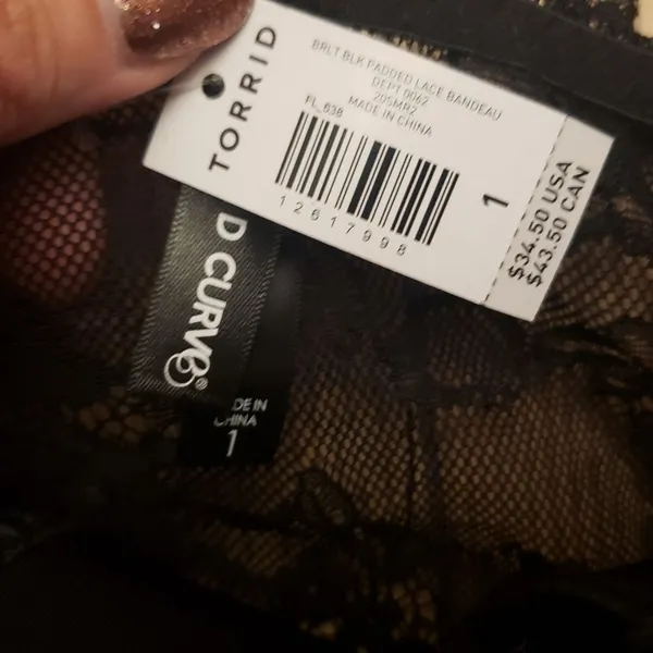 Torrid NEW 1 1X Black Lace Bandeau Bralette Bra Sexy NWT - Image 2