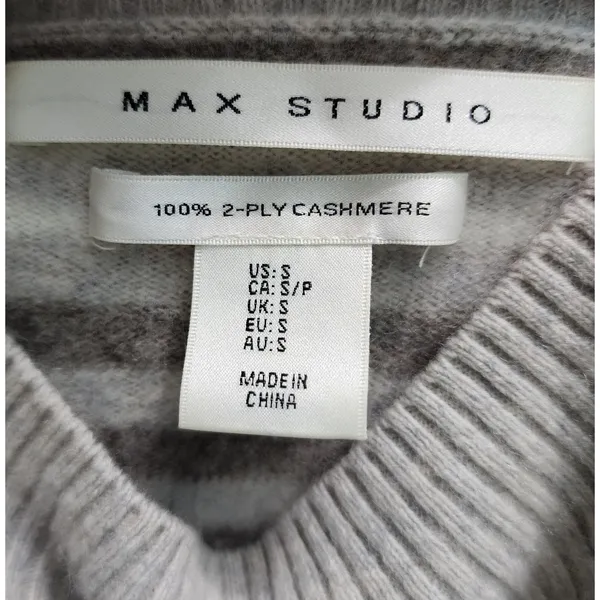 Max Studio 100% Cashmere Striped Mock‎ Neck Sweater Womens Small - Image 3