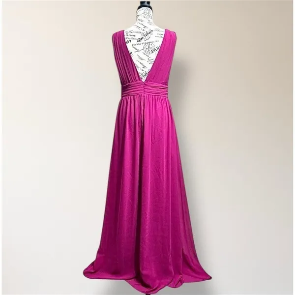 Lulus Heavenly Hues M Magenta Maxi Dress‎ Deep V Side Slit Formal Homecoming - Image 5