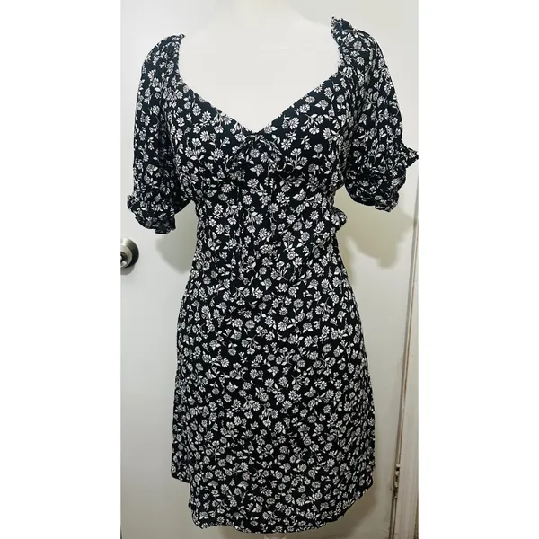 Y2K Cottagecore Coa Floral Dress Puff‎ Sleeve Coquette Fairy Largetal Cowgirl - Image 2