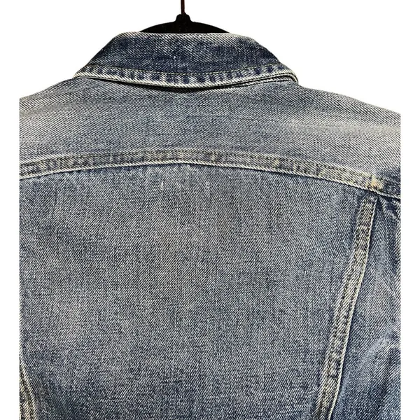Aritzia TNA The Tina Crop Washed Denim Light Blue Jacket‎ Biker Style Size XS - Image 5