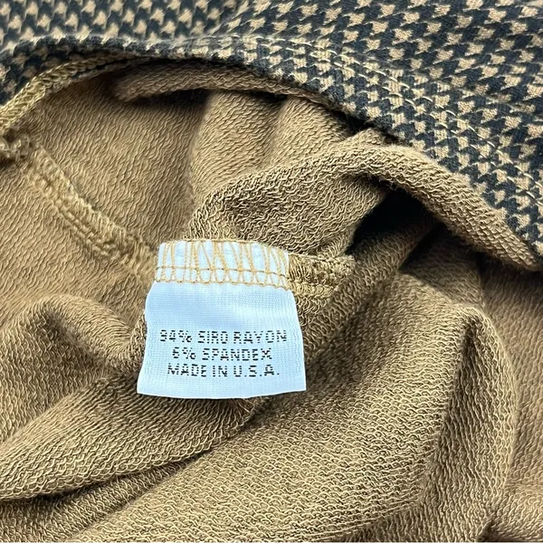 Bryn Walker Top Large Brown Houndstooth Jersey Knit Boat Neck Oversized‎ Tunic - Image 4