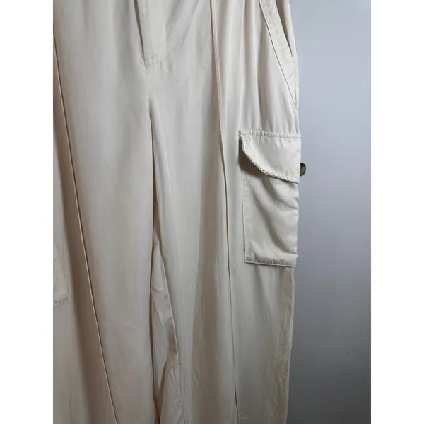 Banana Republic Tencel Wide Leg Cargo Pants Off‎ White High Rise 8 635698-00 - Image 5