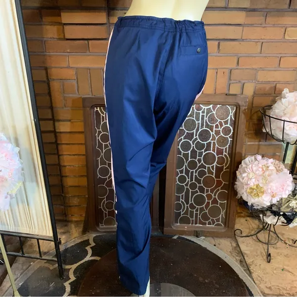 Nike Blue And Pink Partial Zipper Leg Drawstring Waist Track Pants (M) - Image 4