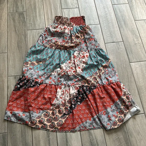 Print tiered maxi skirt Blue - Image 4