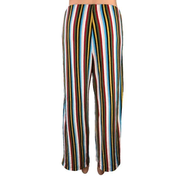 Urban Outfitters Multicolor Rainbow Striped Wide Leg Ankle Trousers Pants Size M - Image 8