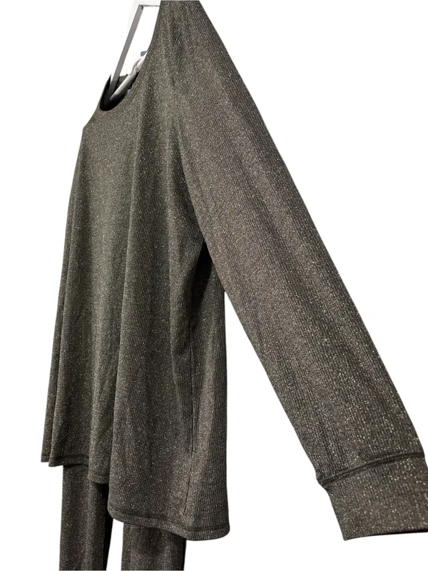 NWT Torrid Sleep Black Metallic Ribbed Long Sleeve Legging SET Size 2X - Image 2