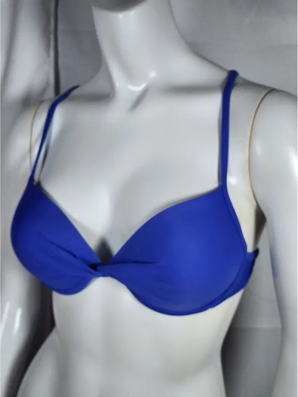California Sunshine Blue Push Up Bikini Top with Strappy Back Detail Size S - Image 3