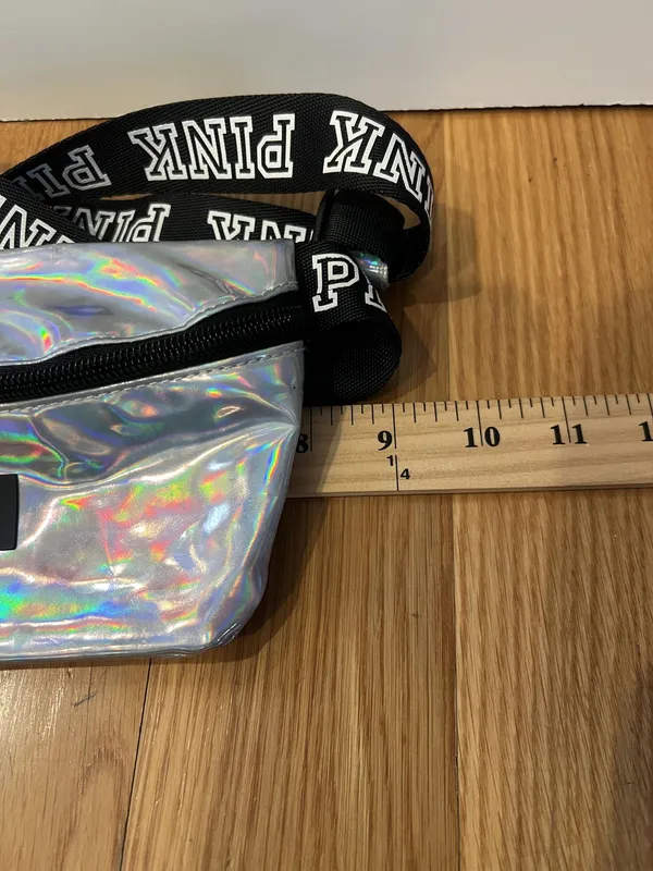 Pink Victoria's Secret Belt Bag Womens Small Silver Holographic Fanny Pack Logo - Image 6
