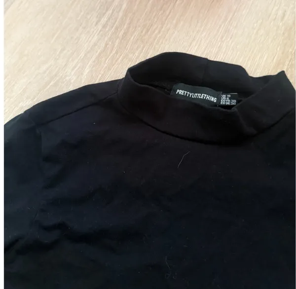 Pretty Little Thing Black Mock Neck Long Sleeve Crop Top — US 6 - Image 2