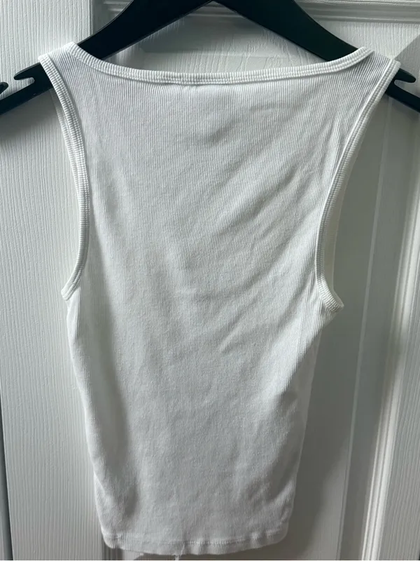 Aritzia Homestretch Rib Henley Tank in White - Image 3