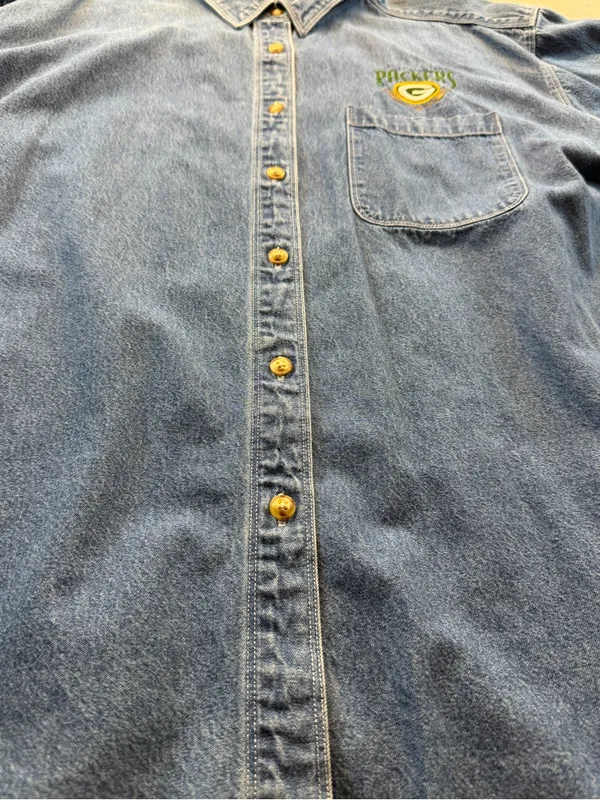 Vintage Green Bay Packers Lee Sport Women’s Denim Button-Up Shirt Size L - Image 5