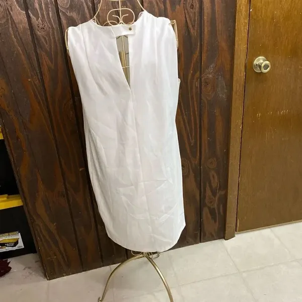 Zara Basic Sleeveless Shift Dress NWT Size M White - Image 6
