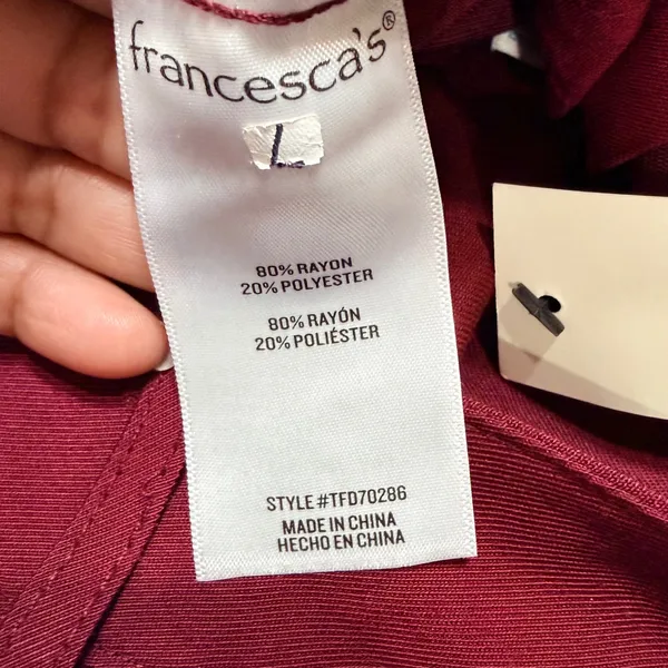 Francescas Blue Rain‎ Burgundy Wide Leg High Rise Dress Pants Large - Image 7