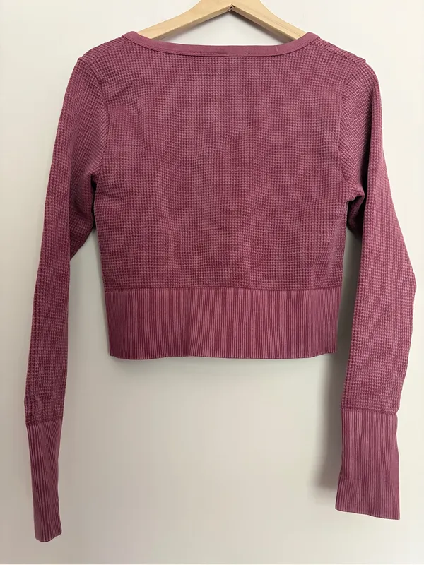 Aerie Offline Main Squeeze Cropped Waffle Knit Henley XL - Image 3