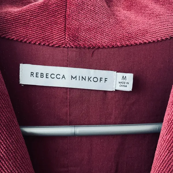 Rebecca Minkoff Western Cowgirl Western Corduroy Belted Mini Dress M Burgundy - Image 4