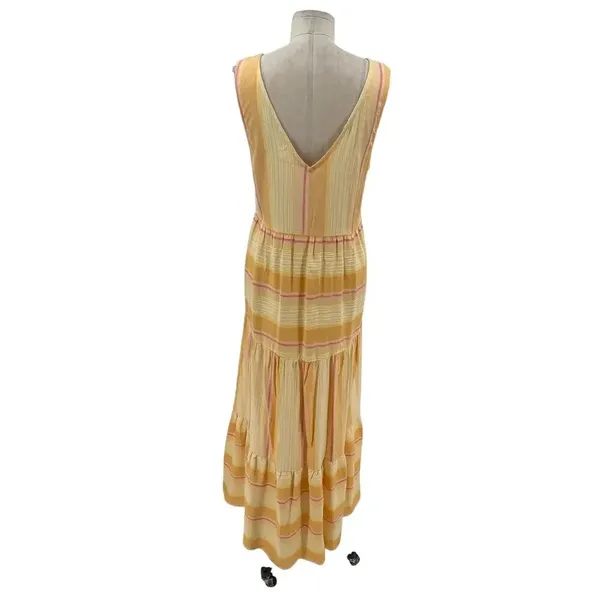 L*Space Clara‎ V-Neck Double Tiered Maxi Dress Yellow Orange Stripe Size Small - Image 9
