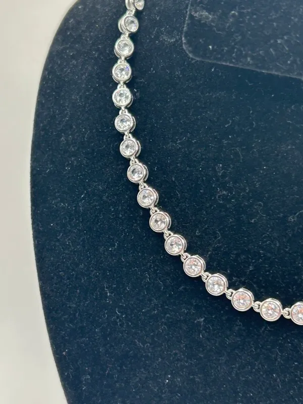 CZ Bezel Set Tennis Chain Silver 6mm 18 Inch No Pass Womens Waterproof New - Image 2