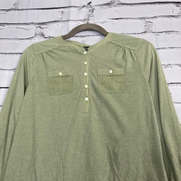 Lauren Ralph Lauren Green Button Blouse Longsleeve S Y2K Preppy Minimal Slim Fit - Image 6
