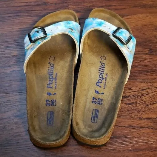Birkenstock Papillio Blue Clouds Chic Feminine Retro Y2K Softbed Narrow Size 37 - Image 2