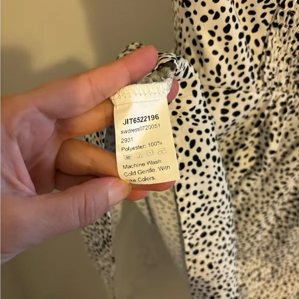 SHEIN Knot Strap Shirred Back Dalmatian Print Slip Dress Size XS - Image 8