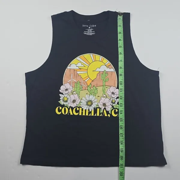 Love Tribe -1613 NWT Coachella Graphic Tank Top Muscle Top Black Size‎ Medium - Image 6