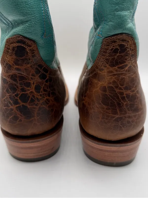J.B. Dillon Womens 7.5B Turquoise Brown Leather Western Cowboy Boots USA - Image 7