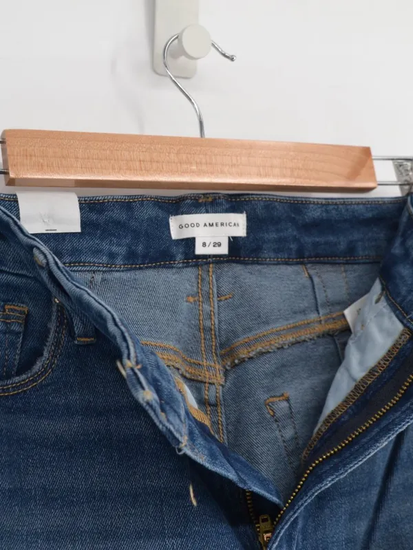 Good American Good Curve Straight Jeans Womens 8 / 29 Blue Raw Hem - Image 5