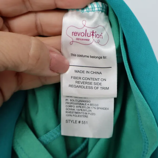 Revolution Dancewear Turquoise Green Lyrical Dance Costume Dress Rhinestone - Image 3