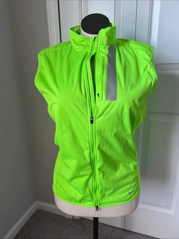 Nike Dri-FIT Running Reflective Full Zip Cycling Vest Neon Green size medium - Image 3