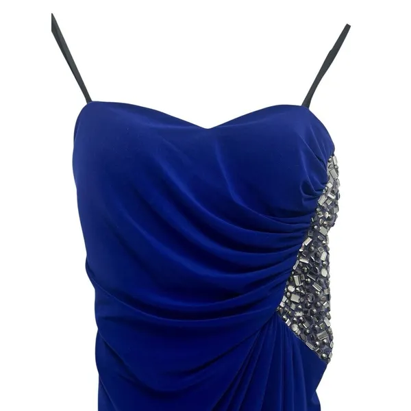 Xscape Crystal Embellished Strapless Evening Gown Prom Dress Maxi Blue Size 4 - Image 3